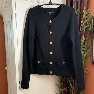 Banana Republic Black knit cardigan w gold buttons
